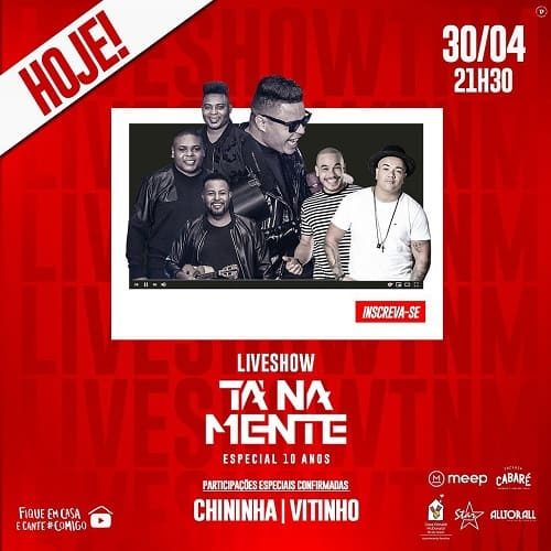 AO VIVO assista agora a live com o grupo Tá Na Mente