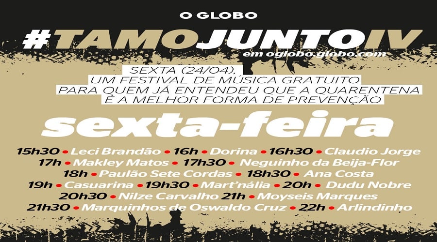Festival #tamojunto tem programação dedicada ao samba nesta sexta-feira, dia 24