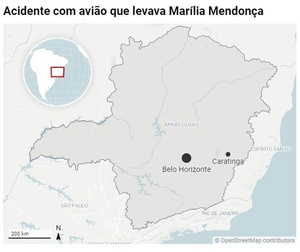 Avião que levava Marília Mendonça cai perto de cachoeira no interior de MG